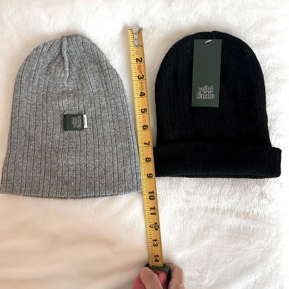 Wild Fable Two Kids Winter Knitted Beanies Hats Black and Gray